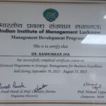 Certificate of Completion – Advanced Programme in Strategic Management for Business Excellence, IIM Lucknow
