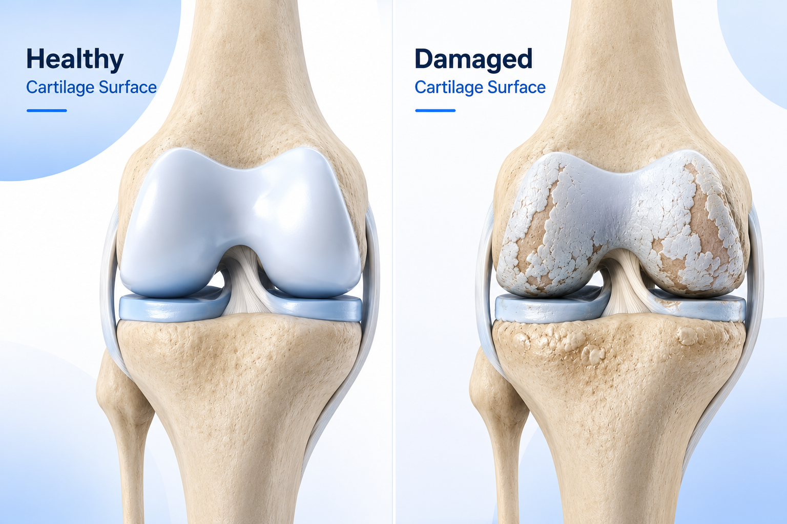 Healthy vs damaged cartilage