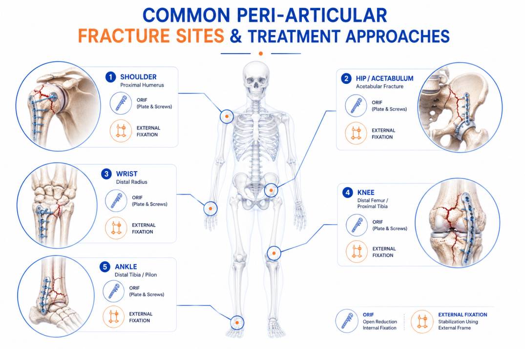 Common Peri-Articular Fracture Sites & Treatment Approaches