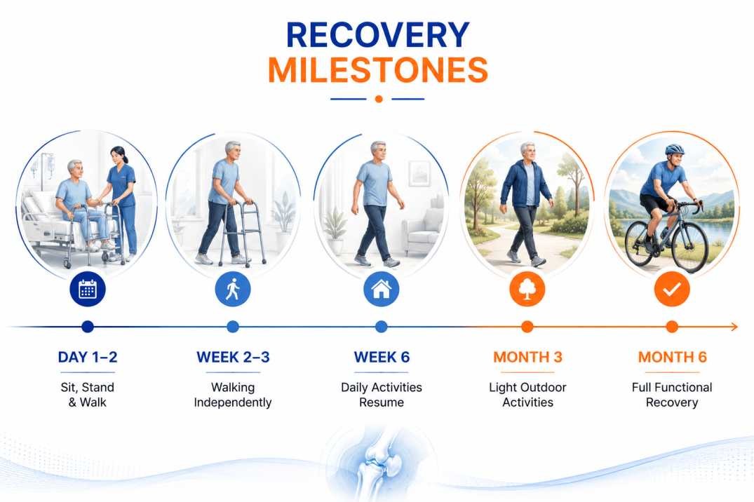 General Recovery Timeline milestones of Joint replacment surgery